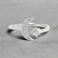 925 Sterling Silver Moon Open Ring