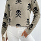 Graphic Mock Neck Dropped Shoulder Sweater