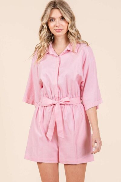 Linen blend romper