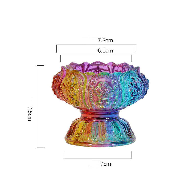 Colorful Eight Auspicious Glass Lamp Holder