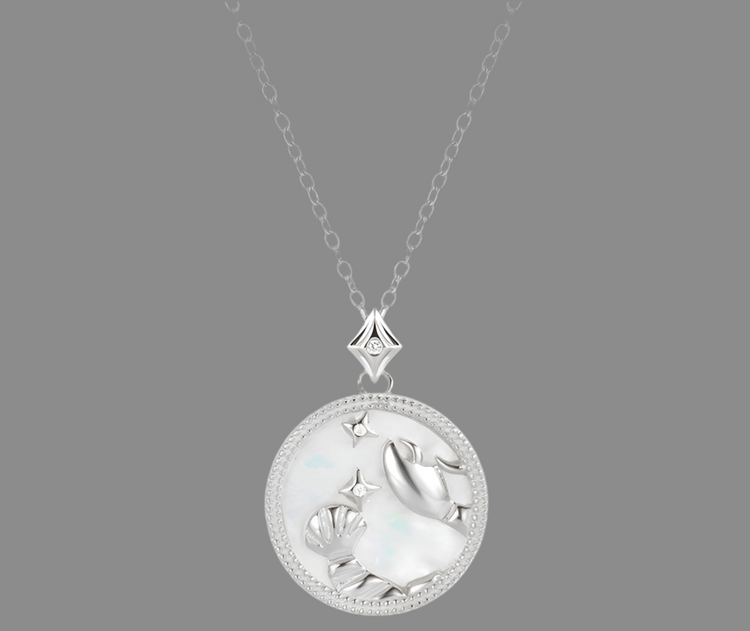 Sterling Silver Zodiac White Shell Necklace