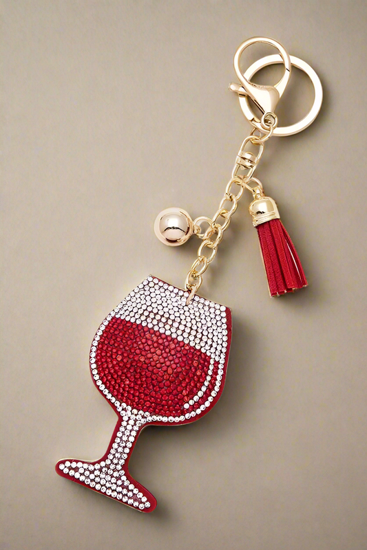 Crystal Wine Glass Tassel Key Chain