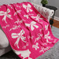 Pink 127*152cm Bow Printed Cozy Soft Throw Blanket