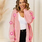 Angel Wings Flower Dropped Shoulder Open Front Cardigan