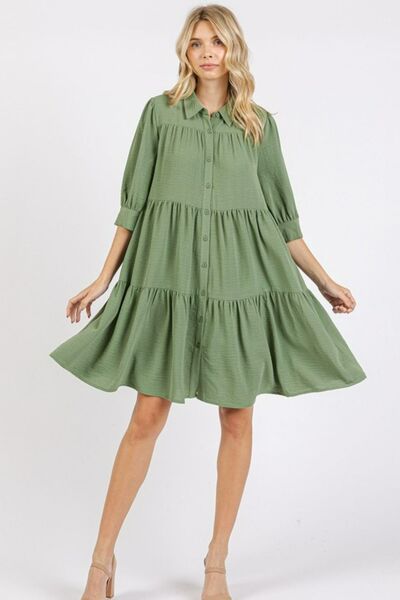 Flowy tiered shirt dress