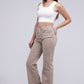 Acid Washed Frayed Cutoff Hem Straight Wide Pants