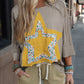 Rose Tan Floral Star Patched Exposed Seam Top