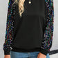 Sequin Round Neck Long Sleeve Blouse