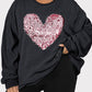 Plus Size Heart Sequin Round Neck Sweatshirt