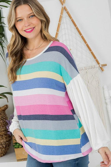 PLUS MULTI STRIPE MIXED BOXY TOP - Rebel K Collective