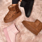 WILD DIVA Thermal Furry Leopard Platform Booties