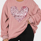 Plus Size Heart Sequin Round Neck Sweatshirt