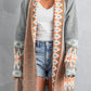 Geometric Open Front Long Sleeve Cardigan