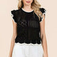 Contrast trim ruffle top