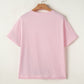 Pink Color Block Patchwork Seamed Crewneck T Shirt