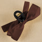 Black Solid Color Ribbon Bow Decor Hair Clip