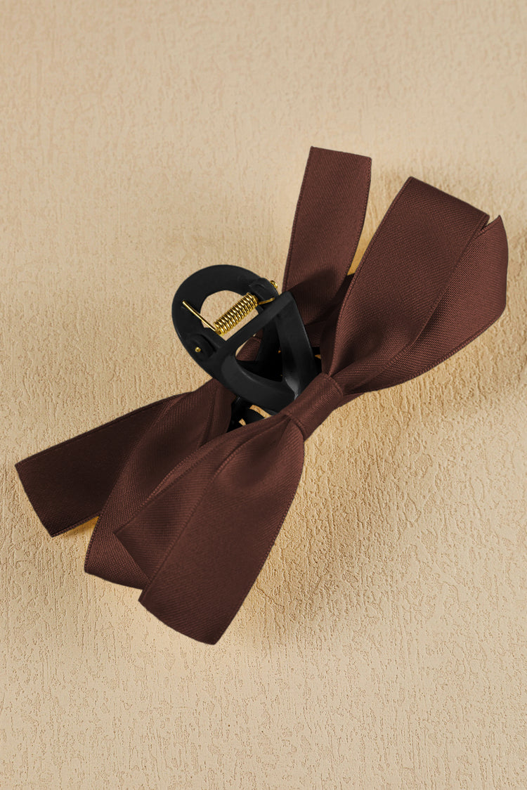 Black Solid Color Ribbon Bow Decor Hair Clip