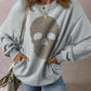 Skull Round Neck Long Sleeve Sweatshirt