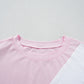 Pink Color Block Patchwork Seamed Crewneck T Shirt