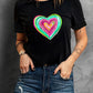 Heart Round Neck Short Sleeve T-Shirt