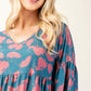 Celeste Full Size Tiered Floral V-Neck Long Sleeve Blouse