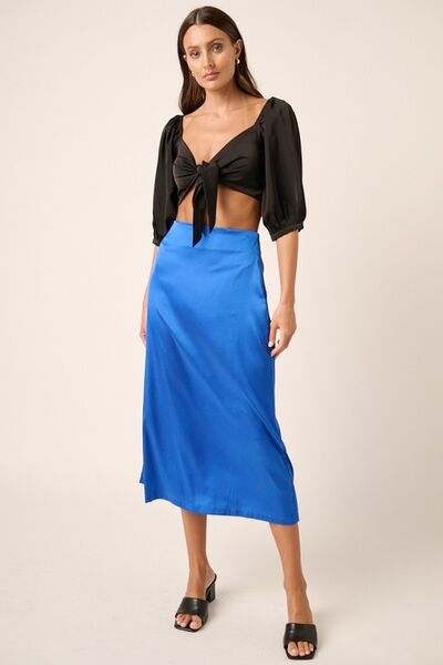 Satin midi skirt