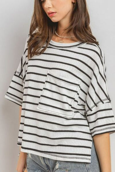 Round neck striped tee