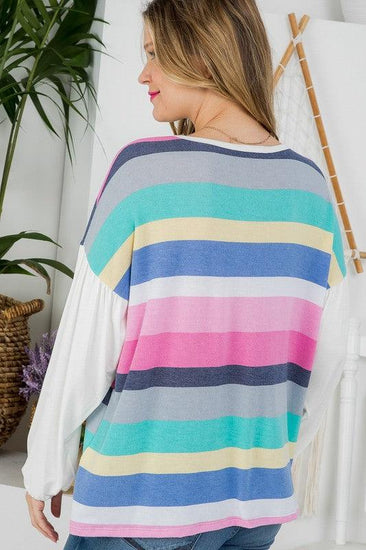 PLUS MULTI STRIPE MIXED BOXY TOP - Rebel K Collective