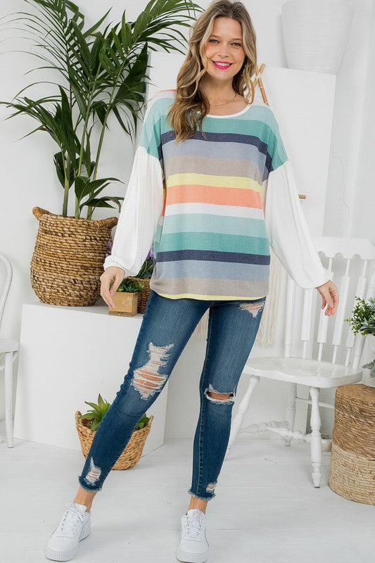 PLUS MULTI STRIPE MIXED BOXY TOP - Rebel K Collective