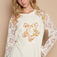 POL Flower Patch Lace Sleeve Knit Top