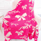 Pink 127*152cm Bow Printed Cozy Soft Throw Blanket