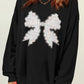 Contrast Bow Round Neck Long Sleeve Sweatshirt