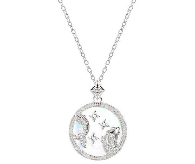 Sterling Silver Zodiac White Shell Necklace