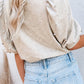 Pearl Detail Round Neck Half Sleeve Blouse