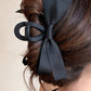 Black Solid Color Ribbon Bow Decor Hair Clip