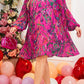 Rose Plus Size Abstract Floral Print Pleated Loose Dress