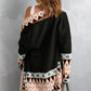 Geometric Open Front Long Sleeve Cardigan