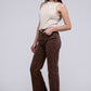 Acid Washed Frayed Cutoff Hem Straight Wide Pants