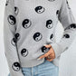 Graphic Mock Neck Dropped Shoulder Sweater