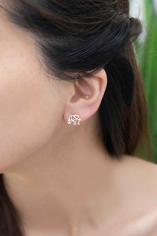 Elephant Earrings 18K Rose Gold & 24K Gold