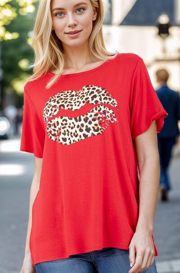 Leopard print short sleeve top