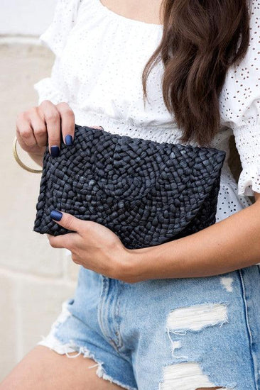 Fold Over Straw Clutch - Rebel K Collective