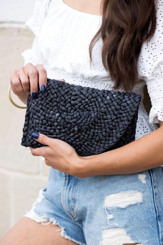 Fold Over Straw Clutch - Rebel K Collective