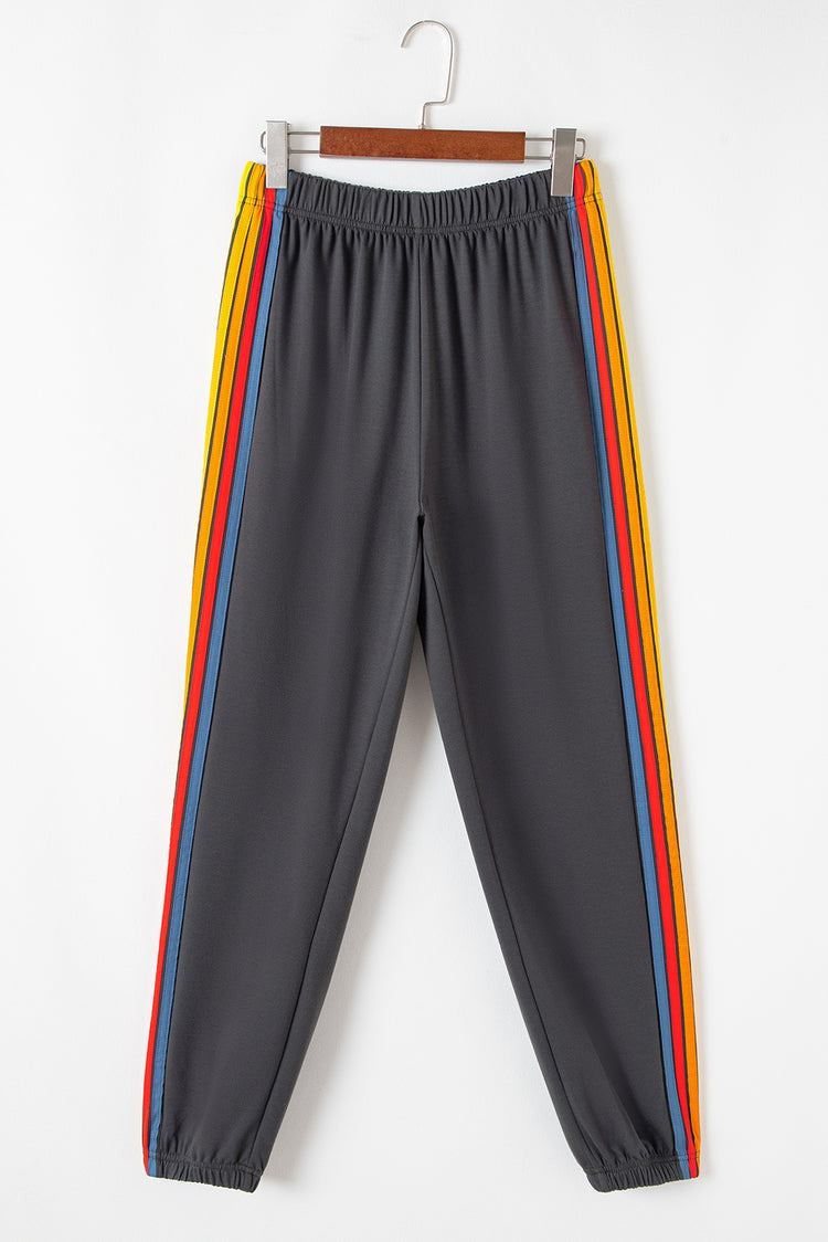 Pink Rainbow Striped Jogger Sweatpants