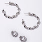 Twisted hoop earring and bold earring set - silver