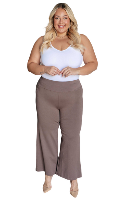 Magic Wide Leg Crop Pants in Dark Mocha