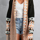 Geometric Open Front Long Sleeve Cardigan