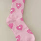 Pink Textured Sweetheart Print High Ankle Socks