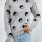 Graphic Mock Neck Dropped Shoulder Sweater