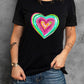 Heart Round Neck Short Sleeve T-Shirt